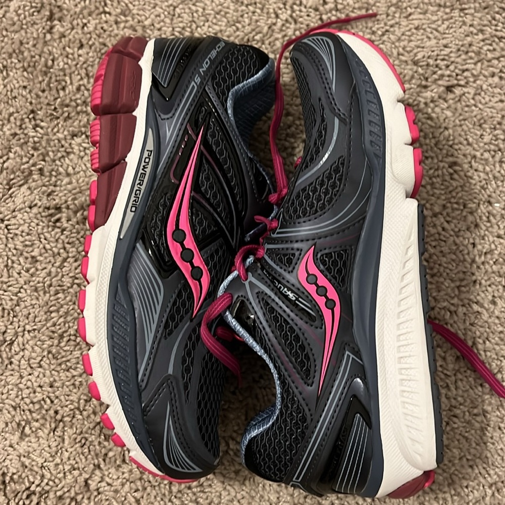 Saucony Echelon power Grid 7.5 black, blue, pink & purple lace up sneakers - Picture 6 of 7